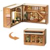 TuKIIE DIY Miniature Dollhouse Kit with Furniture, 1:32 Scale Opened & Closed Mini Cube Wooden Doll House Creative Room for Kids Teens Adults(Bagel Time)