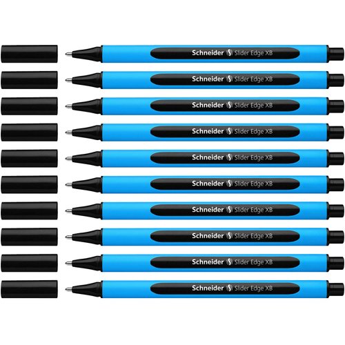 Schneider Slider Edge XB (Extra Broad) Ballpoint Pen, 1.4 mm, Light Blue Barrel, Black Ink, Box of 10 Pens (152201)