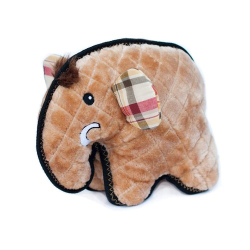 Zippy Paws - Z-Stitch Grunterz Durable Stuffed Squeaky Dog Toy - Manny the Mammoth