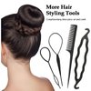 Hair Bun Maker Set 6 PCS - Ring Style Hair Bun Donut (1 L, 2 M and 3 S) with 20 Hair Bobby, Pins 5 Elastic Bands and 4 Pony Hair Tools for Long Hair (Blonde)
