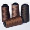 4 Rolls Sewing Threads Using for Hand Sewing,Hair Extensions,Making Wigs DIY(Dark Brown Series)