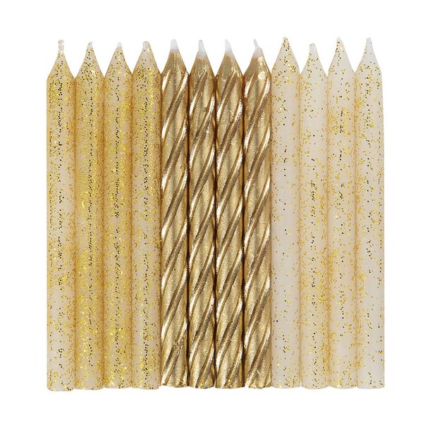 Dazzling Glitter & Gold Spiral Birthday Candles - 24ct Assorted Pack - Premium Quality, Long-Lasting & Elegant Design - Ideal for All Occasions