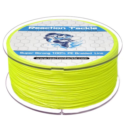 Reaction Tackle Braided Fishing Line Hi Vis Yellow 20LB 1000yds