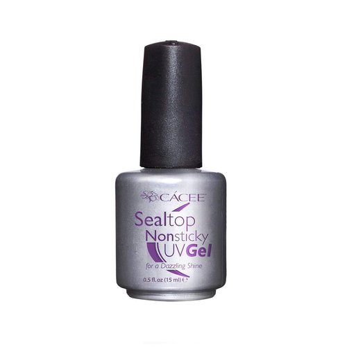 Seal Top Non-sticky Gel Topcoat for Artificial Nails, Finishing Sealer for Acrylic Nails, Builder Gel, Silk Wrap Nails, and Fiberglass Nails, Glass-like Shine, UV + LED by Cacee (0.5 oz)