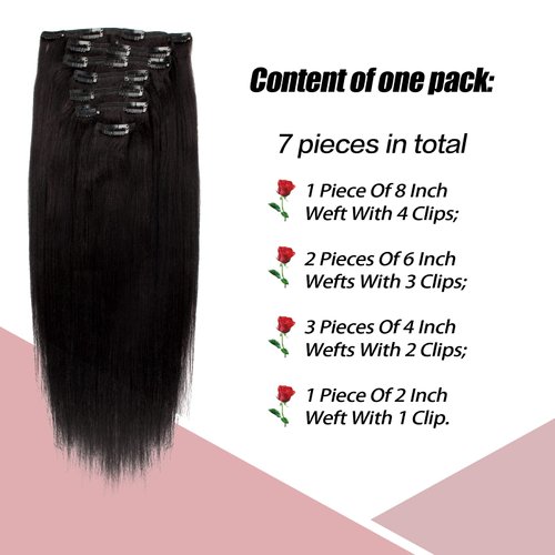 SixStarHair 20inch Italian Yaki Straight Clip In Hair Extensions 120g per Pack Long and Thick Premium Textured Hair Extensions For Black Women Remy Virgin Human Hair Clip Ins