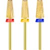 3 Pieces Nail Carbide 5 in 1 Bit Multi-function Tapered Shaping Nail Drill Carbide Nail Drill Bit Use for both Left to Right Handed, 3/32 Inch Nail Bit for Fast Remove Acrylic Gel Nail (Gold)