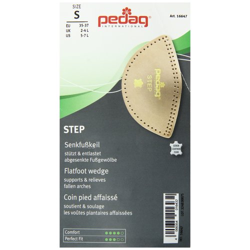 pedag Step | Arch Support Inserts | Durable Foot Arch Support for Flats | Arch Pad and Inserts for Shoes | Self-Adhesive | Ideal for Comfort and Relief | Tan Leather | Medium