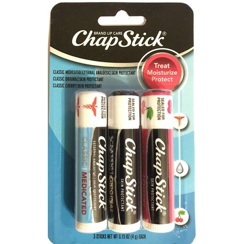 Chap Stick Lip Care - Variety Package - 1x Classic Medicated, 1x Classic Original, 1x Classic Cherry Per Package - Pack of 3 Packages (Total of 9 Lip Balm Sticks)
