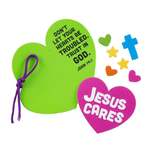 Jesus Cares Heart-Shaped Christmas Ornament Craft Kit, Makes 12