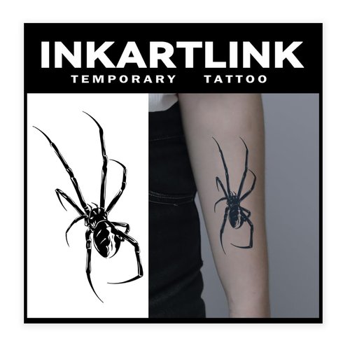 INKARTLINK Tattoo Tech, 2 Sheets Medium Semi Permanent Tattoo, Adult Art Design Temporary Tattoos, Lasts 1-2 Weeks, Waterproof, Realistic Look, No Adhesive, No Reflection (Iron Spider Design)