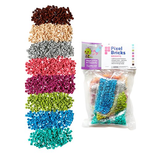 Creative QT Pixel Bricks Mosaic Kit - 8 Bright Colors, 1x1 Bricks - 1600 Pieces Mosaic Block Kit with 2 Quick-Removal Tools & Design Guide - Nano Blocks Art Set for Kids & Adults - STEM Building Toy