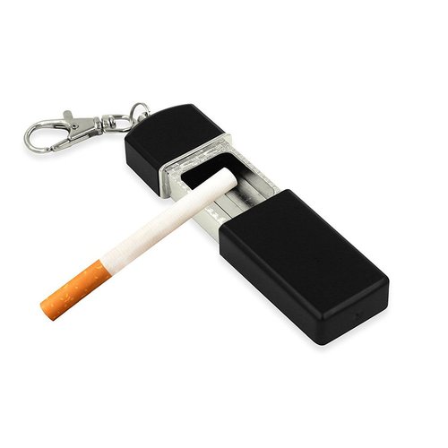 Honoro Lady's Portable Pocket Ashtray,Metal Outdoor Ashtray with Keychain for Outdoor Use,Black
