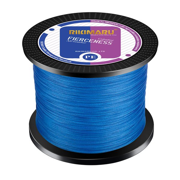 Braided Fishing Line Abrasion Resistant Superline Zero Stretch&Low Memory Extra Thin Diameter Blue 327Yds,50LB