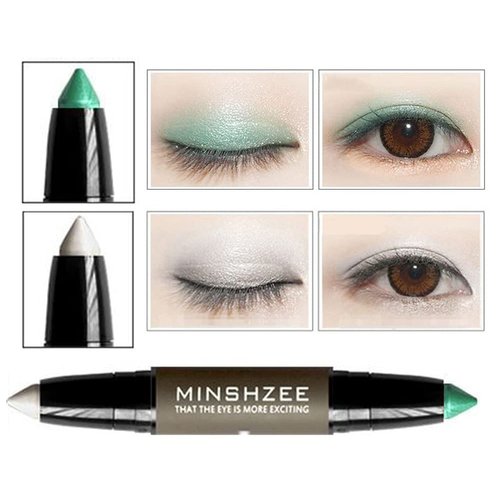 XICHEN Long Lasting Waterproof Stick Two-color eye shadow pen, eye shadow stick Shimmer Eyeshadow Cream (10#seagrass green)