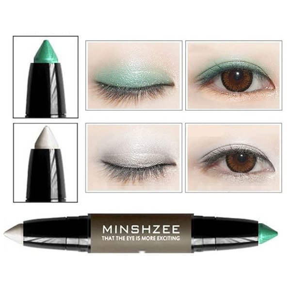 XICHEN Long Lasting Waterproof Stick Two-color eye shadow pen, eye shadow stick Shimmer Eyeshadow Cream (10#seagrass green)