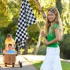 4PC Racing Checkered Flag Hair Bow Clips 3 Inch Girls Women Black and White Racing Fan Pigtail Hair Accessories