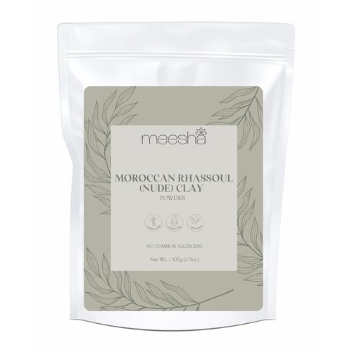meesha Moroccan Rhassoul (Nude) Clay Powder 3.5 oz (100g) | Cleansing for Skin and Hair | Deep cleansing, nourishing, detoxifying | DIY face masks, hair shampoo and conditioner, body scrubs |