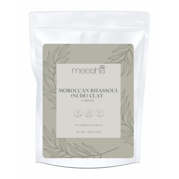 meesha Moroccan Rhassoul (Nude) Clay Powder 3.5 oz (100g) | Cleansing for Skin and Hair | Deep cleansing, nourishing, detoxifying | DIY face masks, hair shampoo and conditioner, body scrubs |