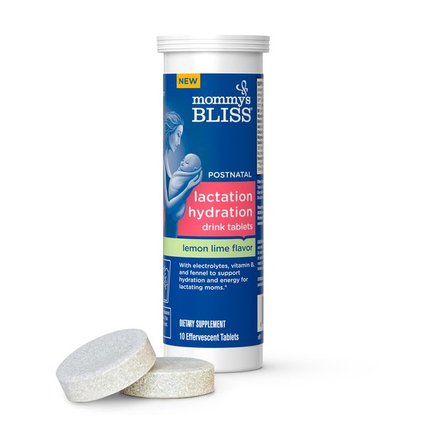 Mommy's Bliss Lactation Hydration Drink Tablets, Lemon Lime Flavor, Electrolytes + B Vitamins, 1 Pack (10 Tablets)