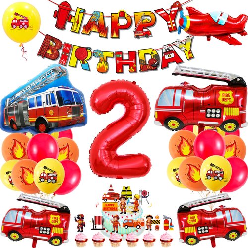 Fire Truck Party Decorations 2 Years Old,Fire Truck Birthday Party Balloons Fire Party Balloons Jumbo Fire Truck Balloon for Campfire Hunting Decor Rescue Theme Party Firefighter Party Supplies