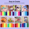 Janolia Face Painting Kit for Kids, Rainbow Face Paint Kit, UV Fluorescent Split Cake Face Paint, Water Activated Face Paint Body Paint, Ideal Facepaint Makeup Kit for Kids Halloween Carnival Easter
