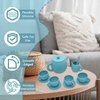 Silicone Tea Set, Silicone Tea Party Set, Pretend Play Tea Party Set for Girls, Food Grade Kids Kitchen Tea Set Accessories for Party (Blue)