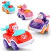TUUYOOWK Toy Cars for Toddlers 1-3, 4 Pack Friction Power Kids Cars Toy, Animal Cartoon Pull Back Cars for 18+ Months Year Old Boy Girl's Birthday Gifts
