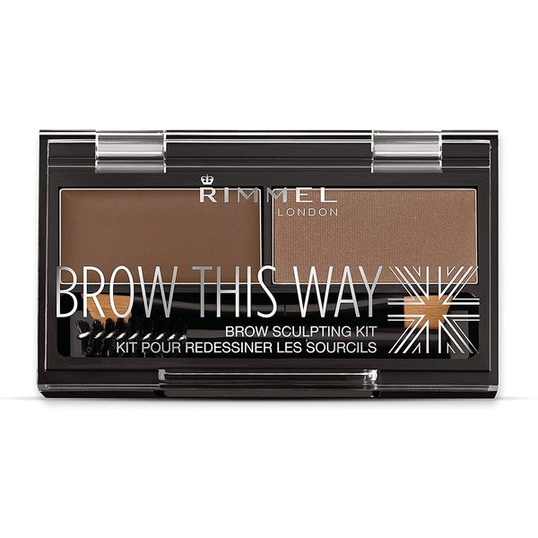 Rimmel Brow This Way Sculpting Kit, Medium Brown, Powder 0.04 Ounce, Wax 0.03 Ounce