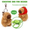 Ditucu 2 Pcs Capybara Plush Keychain Toys Kawaii Strawberry Turtle Capibara Stuffed Animals Dolls Pendant for Backpack Decoration Gift for Kids