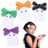 Whaline 4Pcs Halloween Ghost Hair Clips 4 Colors Cute Ghost Bow Style Hairpins Grosgrain Ribbon Handmade Alligator Clips Gift for Halloween Cosplay Party Accessory
