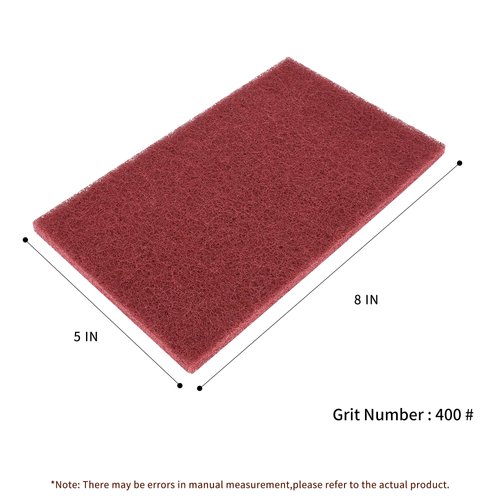 Red Scuff Pads - 6Pcs Scouring Pad 7447 - Very Fine Grade Hand Pads General Purpose Sanding Hand Pads 200 x 125mm/8" x 5"