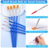 Small Paint Brushes Bulk, Anezus 50 Pcs Flat Tip Round Acrylic Paint Brushes for Kids Classroom Acrylic Watercolor Canvas Face Painting Touch Up