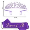Casoty 16th Birthday Sash and Tiara for Girls, Sweet 16 Party Decorations, Purple Sweet 16 Sash and Tiara Set for Girls, 16 Birthday Decorations for Girls