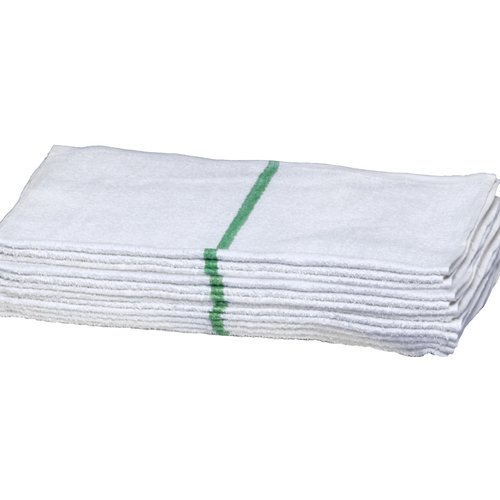Atlas Economy Hand Towels 16x27 Inch (12 Bulk Pack) White with Green Stripe 100% Cotton - Salon, Gym, Spa, Massage, Spas, Motels, Restaurants, Cleaning, Auto & Home - Eco-Friendly