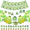 KEFAN Frog Birthday Party Supplies, Frog Birthday Party Decorations, Frog Themed Party Supplies Decor with Happy Birthday Banner, Cake Toppers, Balloons for Boys Girls Birthday Party1st Baby Shower