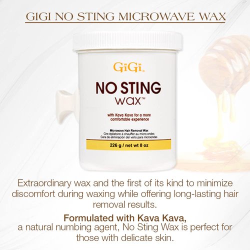 GiGi No Sting Wax with Kava Kava – Microwave Hair Removal Wax, 8 Ounces