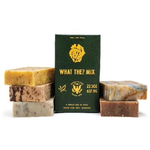 Iron Lion Soap - What The? Mix (Fruit Farts/Cafe Olé/Citrus I.P.A./Roasted Oats and Honey/Patchouli-Wood-Oatmeal) Organic Soap Bar - Plant Based, Cold Process and Handmade