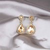Sttiafay Vintage Crystal Teardrop Earrings Rhinestone Drop Earrings Sparkly Cz Teardrop Dangle Earrings Gold Square Gem Stud Earrings Jewelry for Women