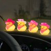 wonuu Cute Yellow Rubber Duck with Light Glowing Rubber Ducks with Pink Heart-Shaped Sunglasses Bandana Gold Chain Cowboy Hat, Dot White