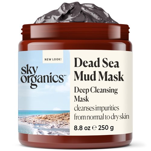 Sky Organics Dead Sea Mud Mask for Face, Deep Cleansing Mask with Shea Butter & Aloe Vera, Cleanse Away Impurities and Leave Skin Feeling Clean & Refreshed, Suitable for Normal to Dry Skin, 8 fl. Oz.