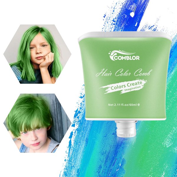 Temprary Hair Dye, Comblor Green Hair Dye for Dark Hair, Hair Chalks for Girls Wash Out Hair Colour Kids, Gifts for Birthday, Christmas, Halloween, Crazy Hair Day, Children's Day