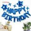 HiParty 23pcs Birthday Balloons Banner, 3D Blue Premium Mylar Foil Ecofriendly Letter Happy Birthday Banner with 5pcs Star Balloons Kits for Kids Boys Men Adults Birthday Party Decorations Supplies