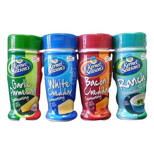 Kernel Season's Popcorn Seasoning 4 Best Flavors Variety Pack: Ranch, White Cheddar, Bacon Cheddar and Garlic Parmesan
