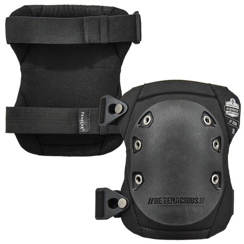 Ergodyne ProFlex 335 Slip Resistant Rubber Cap Knee Pads, Black, Buckle Closure