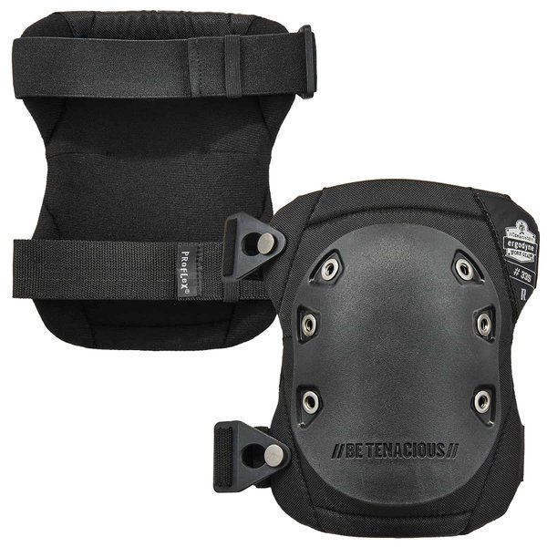 Ergodyne ProFlex 335 Slip Resistant Rubber Cap Knee Pads, Black, Buckle Closure