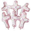 Pink Baptism Cross Balloons For Holy Communion, God Bless Christening Confirmation Easter Party Decorations Kids Boys Girls Party Supplies Baby Shower, 6 Cross Helium Mylar Foil Balloons with Ribbon