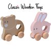 Montessori Mama Wooden Push and Pull Toy Rabbit - Baby Toy Vintage Pull Toys Learning Activity - Safe Ideal for Skill Development and Fun Playtime