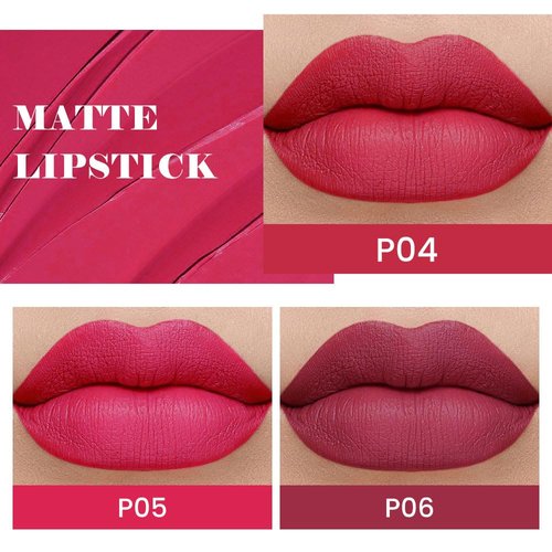 evpct 3Pcs Plum Purple Rose Red Mauve Matte Lipstick Pack Sets for Women Silky Velvet Lipstick Matte Long Lasting Smudge Proof Lipstick Lip Stain Makeup Set Kit matte lipstick 24 hours original 04