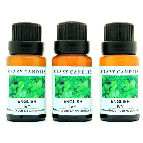 Crazy Candles English Ivy 3 Bottles 1/2 Fl Oz Each (15ml) Premium Grade Scented Fragrance Oil (Floral Herbal Blend Aroma)