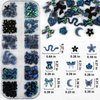 Kikonoke 2 Boxes 3D Flower Nail Charms Butterfly Bow Snake Rabbit Bear Shaped Nail Art Rhinestones Gems for DIY Nail Art Decoration Making Craft (Black)